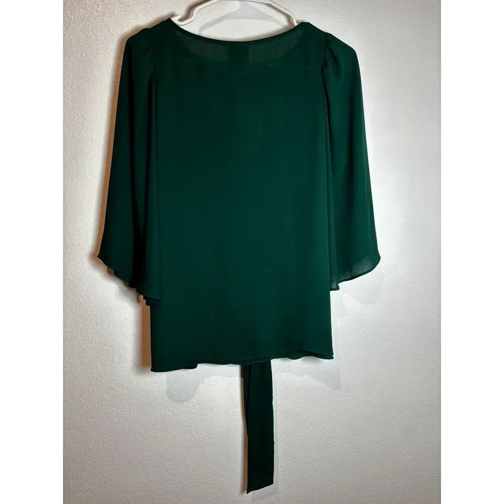 Worthington Green V-Neck Top Blouse Size M - Gently Used - Picture 4 of 5